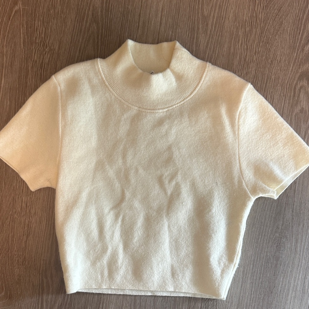 Cream Mock Neck Women's Top